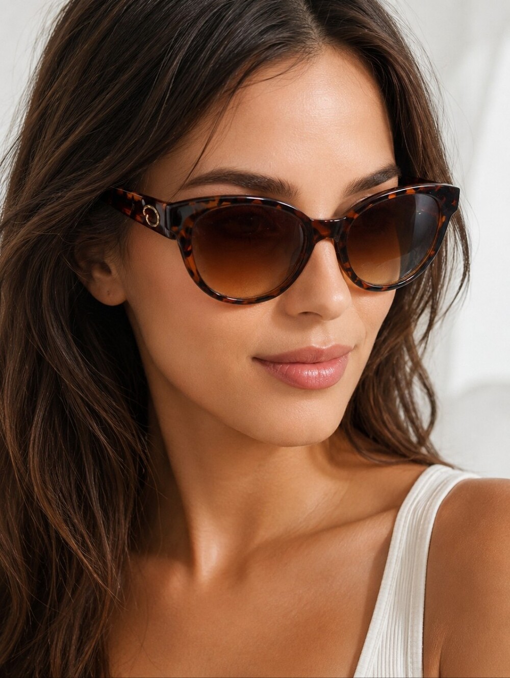 Oscar by Oscar de la Renta Tortoise Cat Eye Sunglasses Brown Gradient Lens